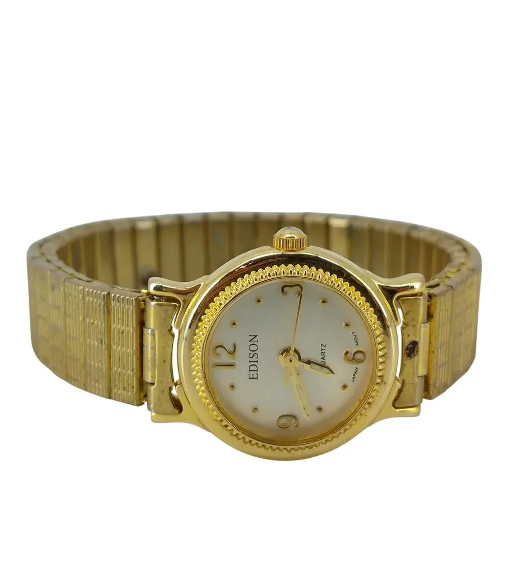 Edison Watch Gold Tone Bracelet Watch Wristwatch Japan Movt